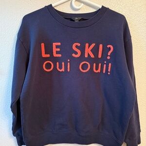 J. Crew Dark Navy Pullover Sweatshirt with Script Tag